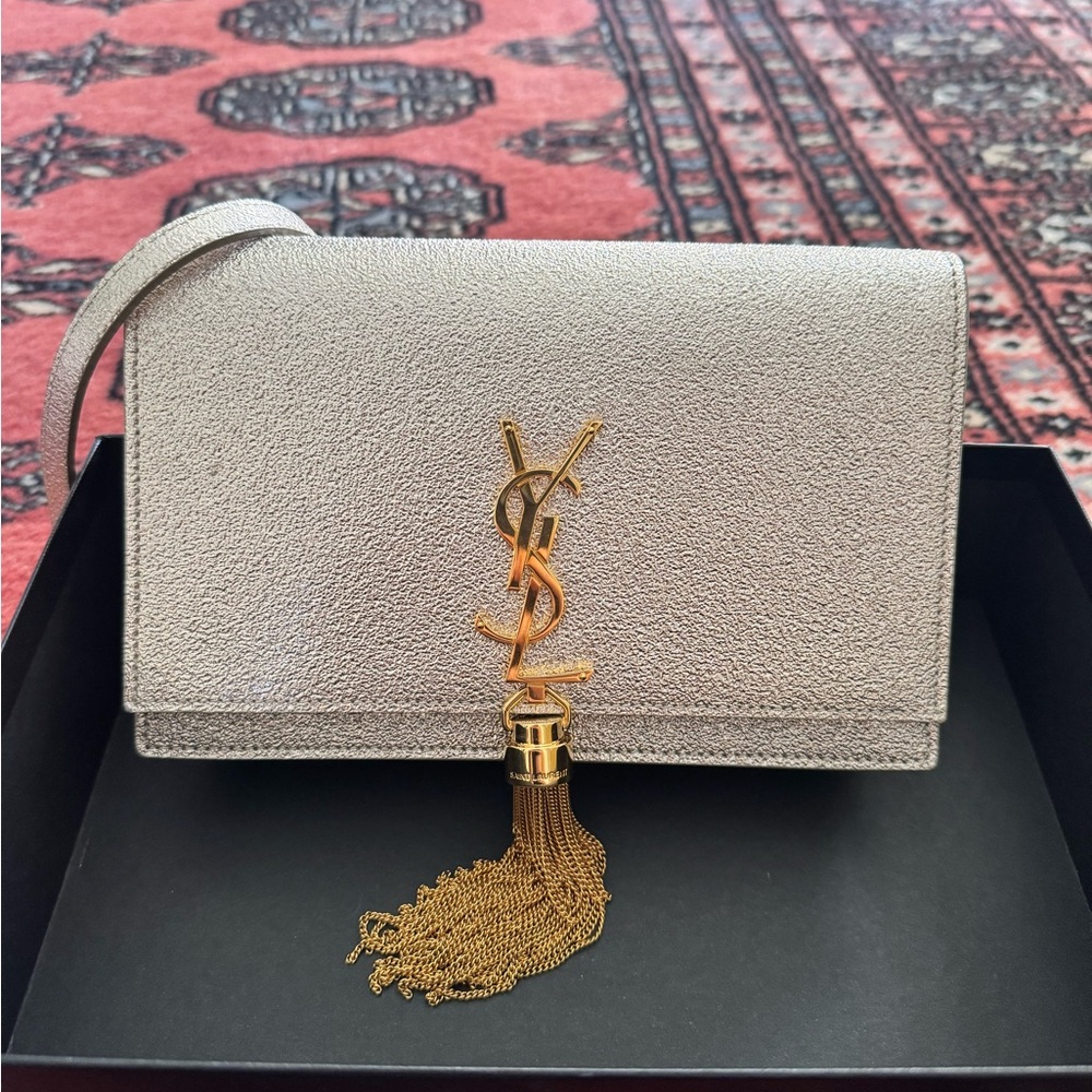 Yves Saint Laurent Metallic Shoulder Bag with Gold Accents